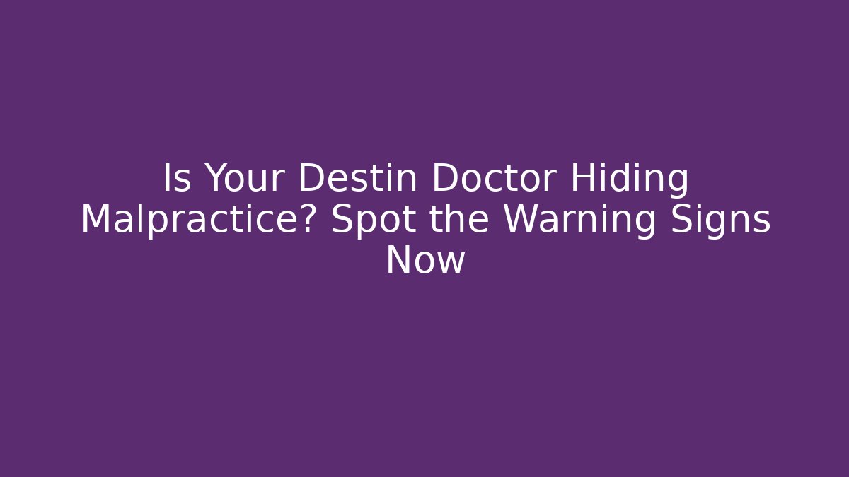 Is Your Destin Doctor Hiding Malpractice? Spot the Warning Signs Now