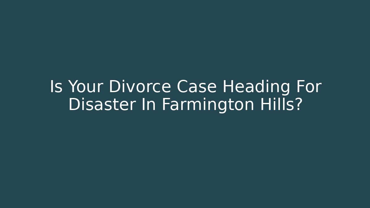 Is Your Divorce Case Heading For Disaster In Farmington Hills? - V Auction