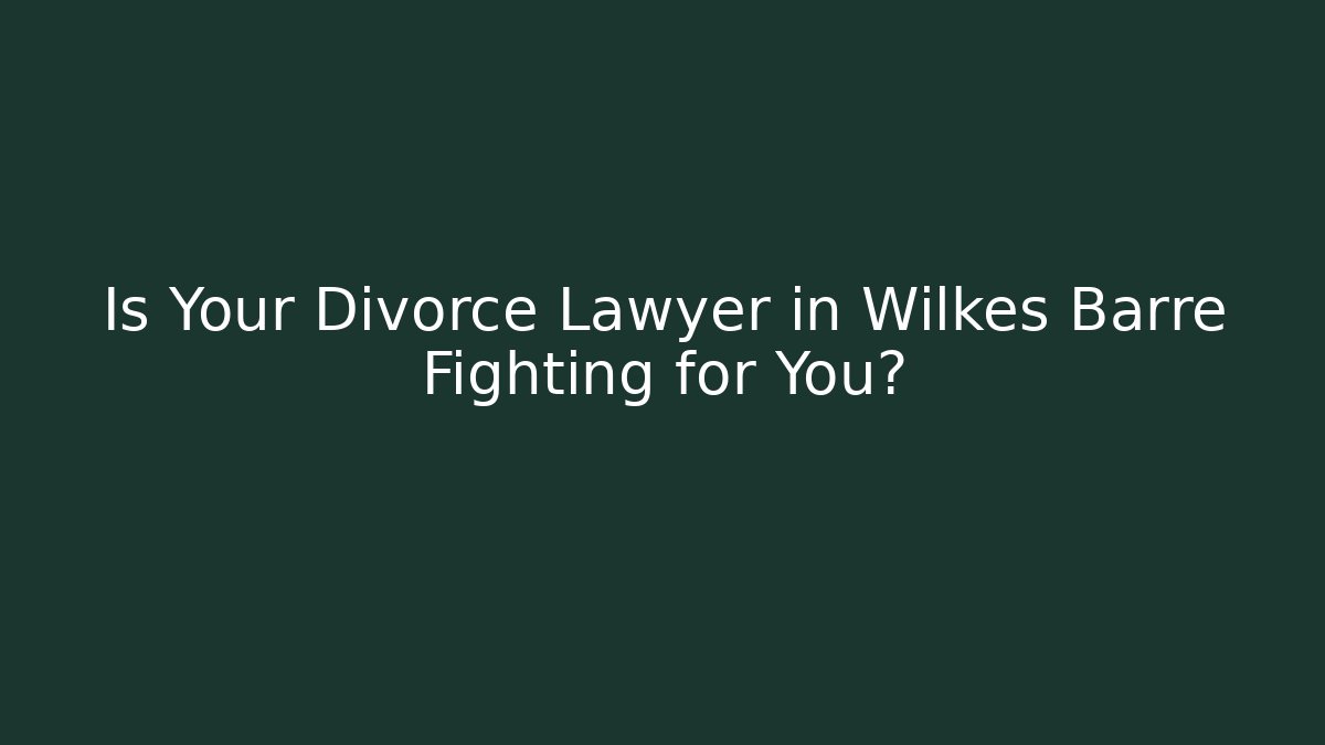 Is Your Divorce Lawyer in Wilkes Barre Fighting for You?