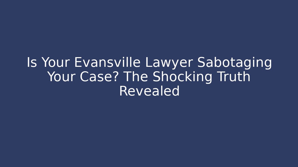 Is Your Evansville Lawyer Sabotaging Your Case? The Shocking Truth Revealed