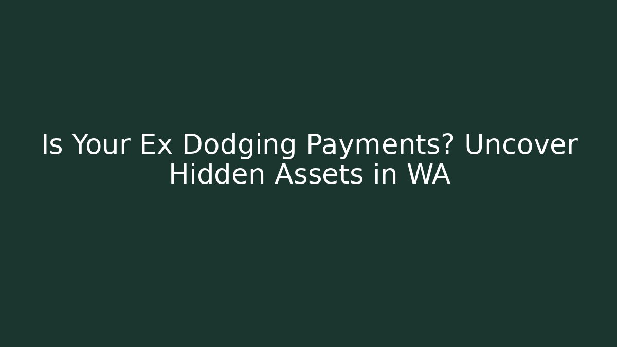 Is Your Ex Dodging Payments? Uncover Hidden Assets in WA