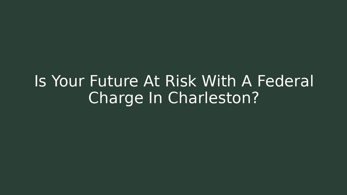 Is Your Future At Risk With A Federal Charge In Charleston?