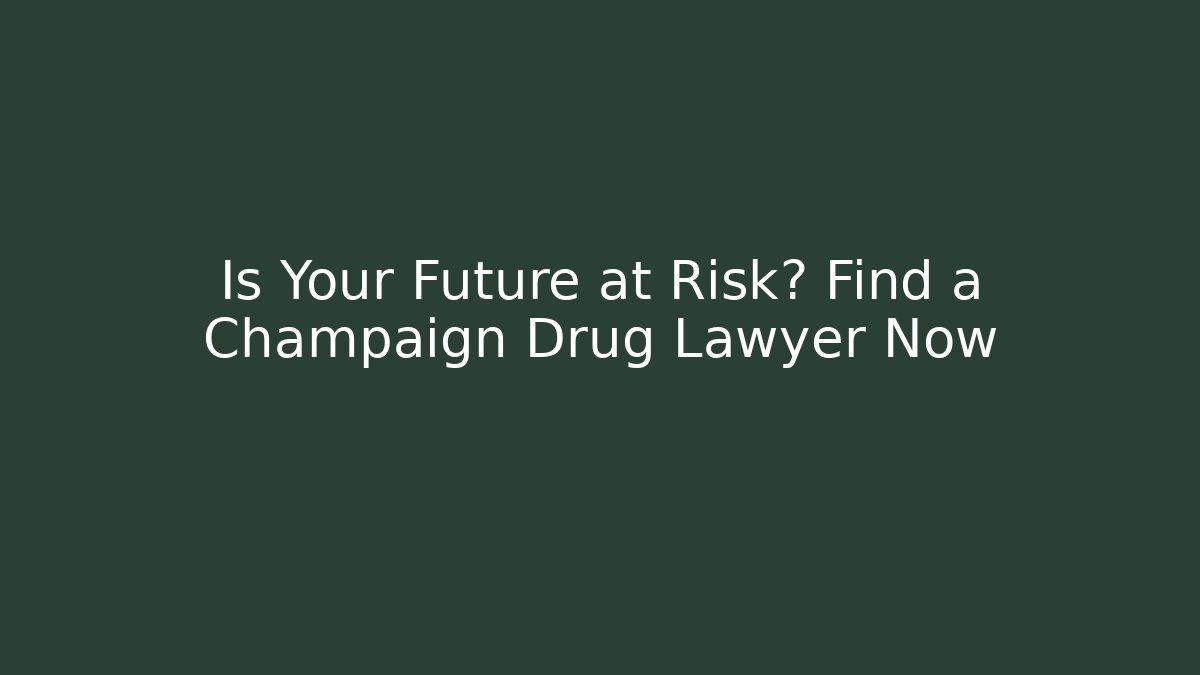 Is Your Future at Risk? Find a Champaign Drug Lawyer Now