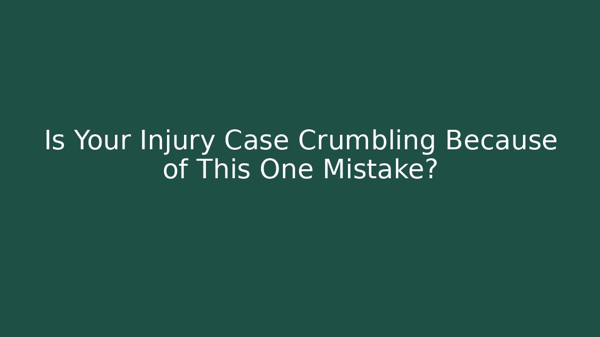 Is Your Injury Case Crumbling Because of This One Mistake?