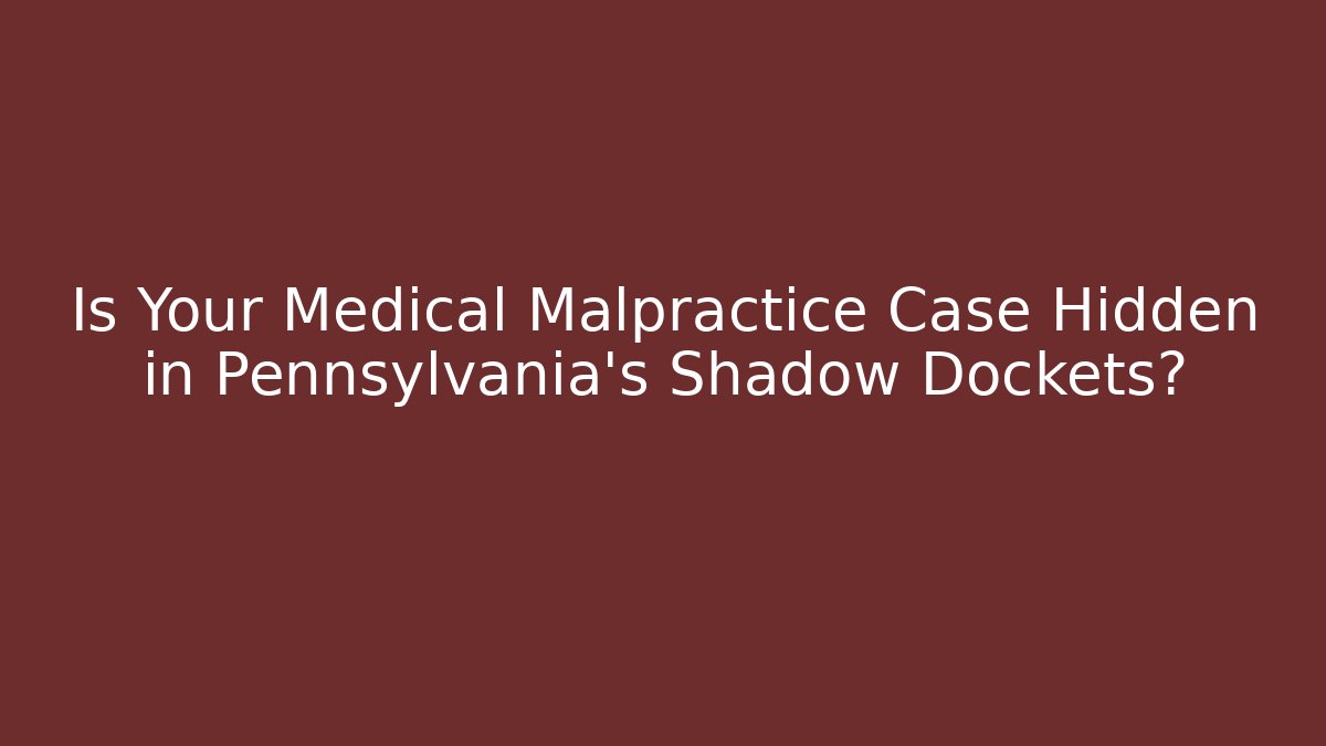 Is Your Medical Malpractice Case Hidden in Pennsylvania’s Shadow Dockets?