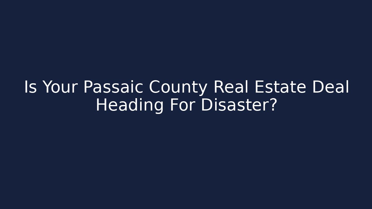 Is Your Passaic County Real Estate Deal Heading For Disaster? - V Auction