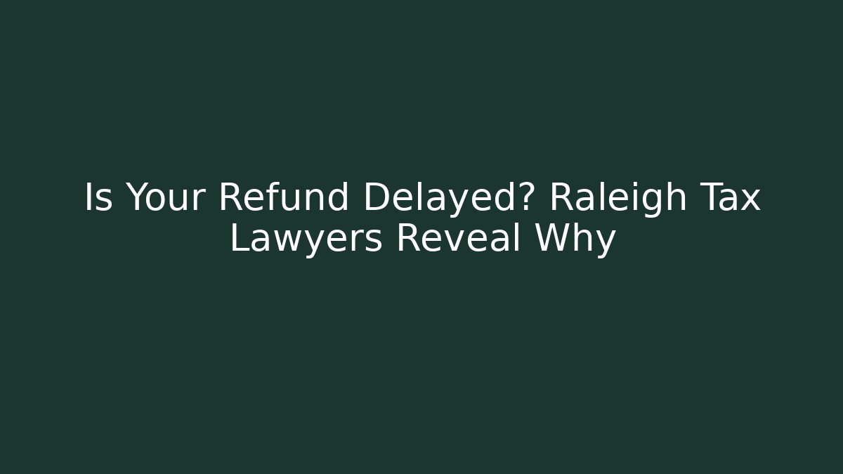 Is Your Refund Delayed? Raleigh Tax Lawyers Reveal Why