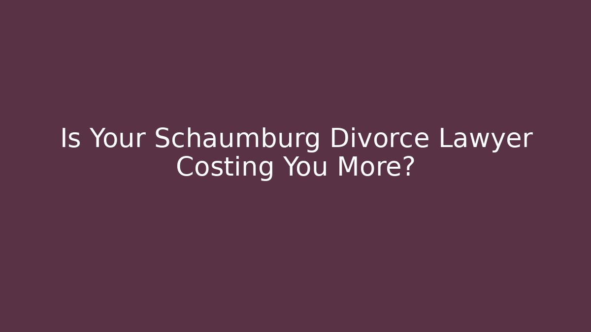 Is Your Schaumburg Divorce Lawyer Costing You More?