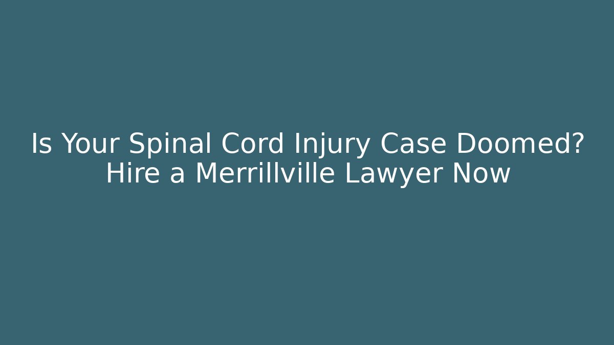 Is Your Spinal Cord Injury Case Doomed? Hire a Merrillville Lawyer Now