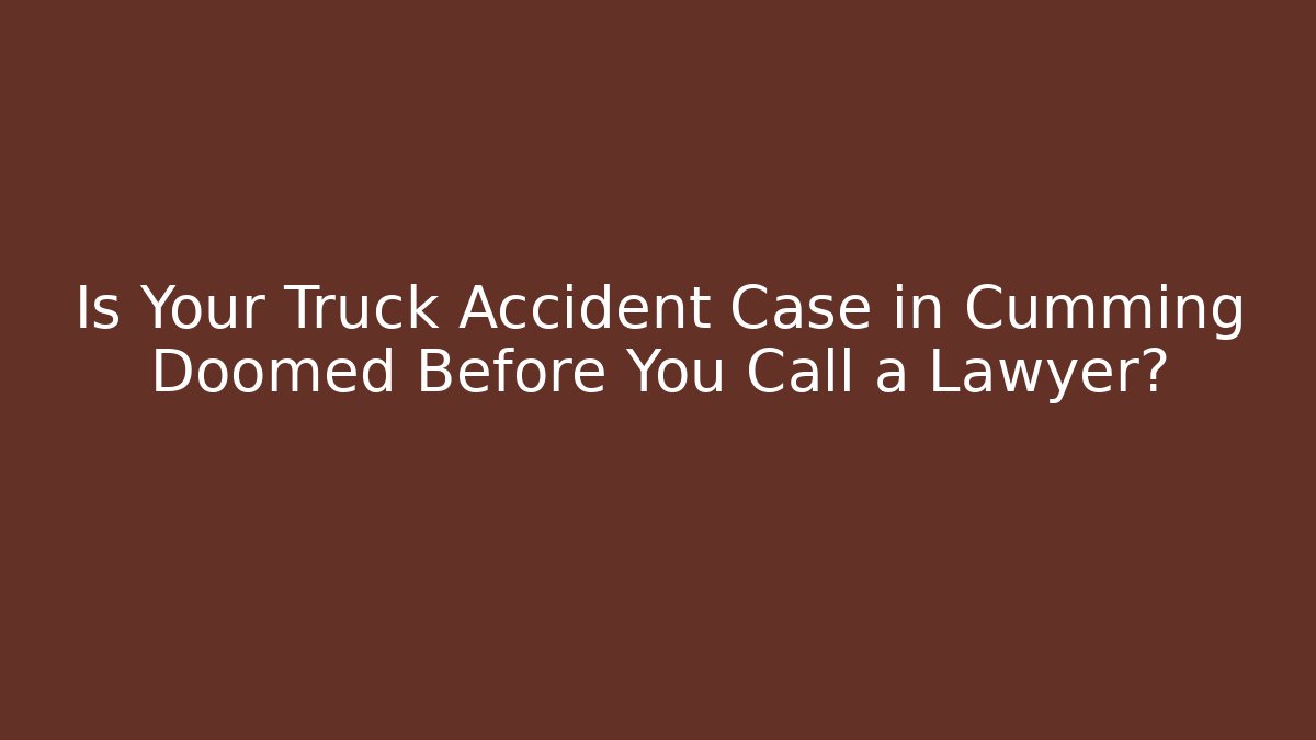 Is Your Truck Accident Case in Cumming Doomed Before You Call a Lawyer?