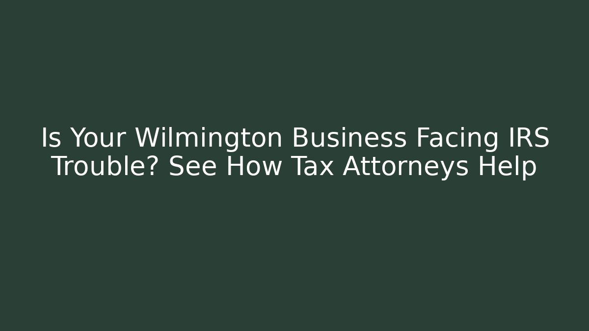 Is Your Wilmington Business Facing IRS Trouble? See How Tax Attorneys Help