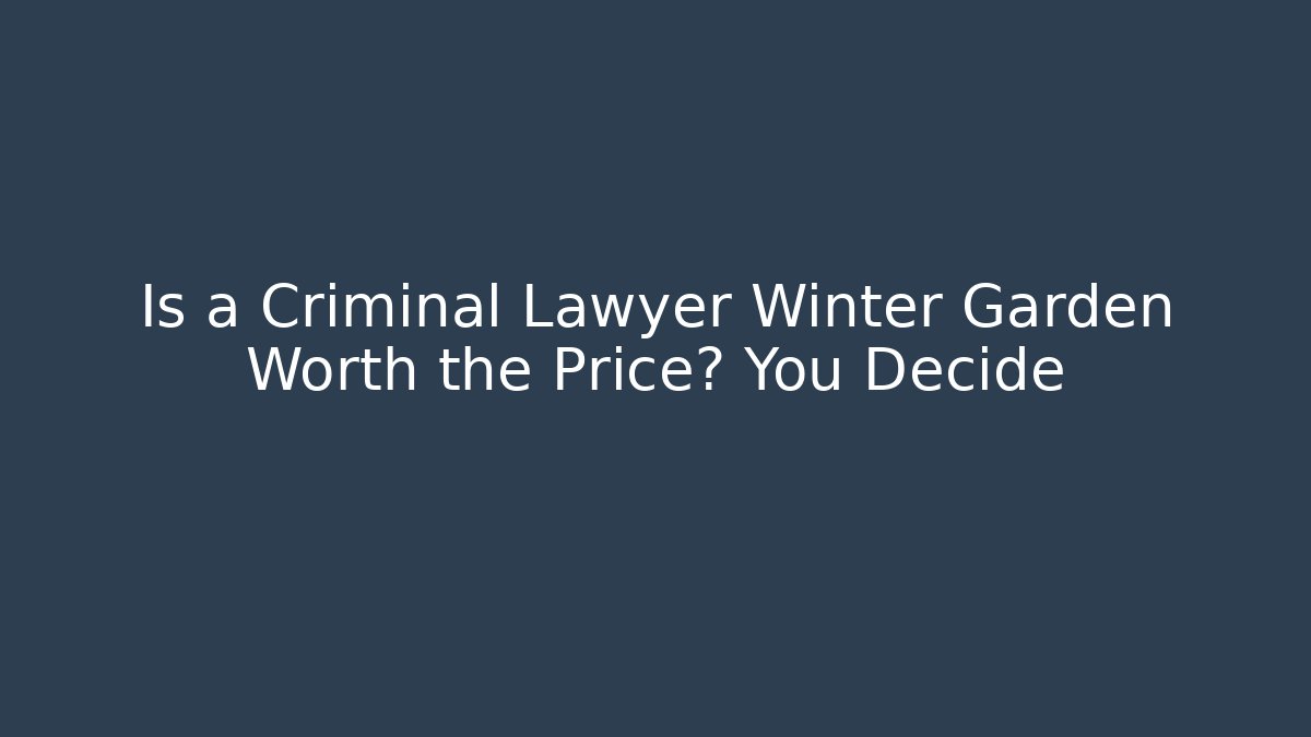 Is a Criminal Lawyer Winter Garden Worth the Price? You Decide