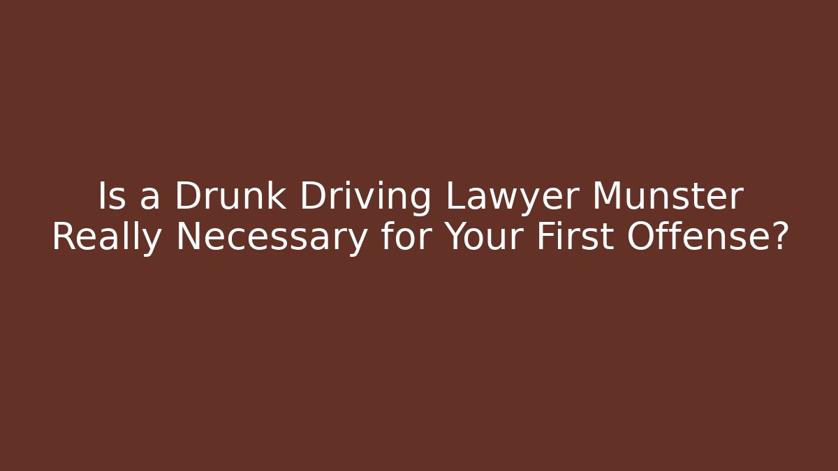 Is a Drunk Driving Lawyer Munster Really Necessary for Your First Offense? - V Auction
