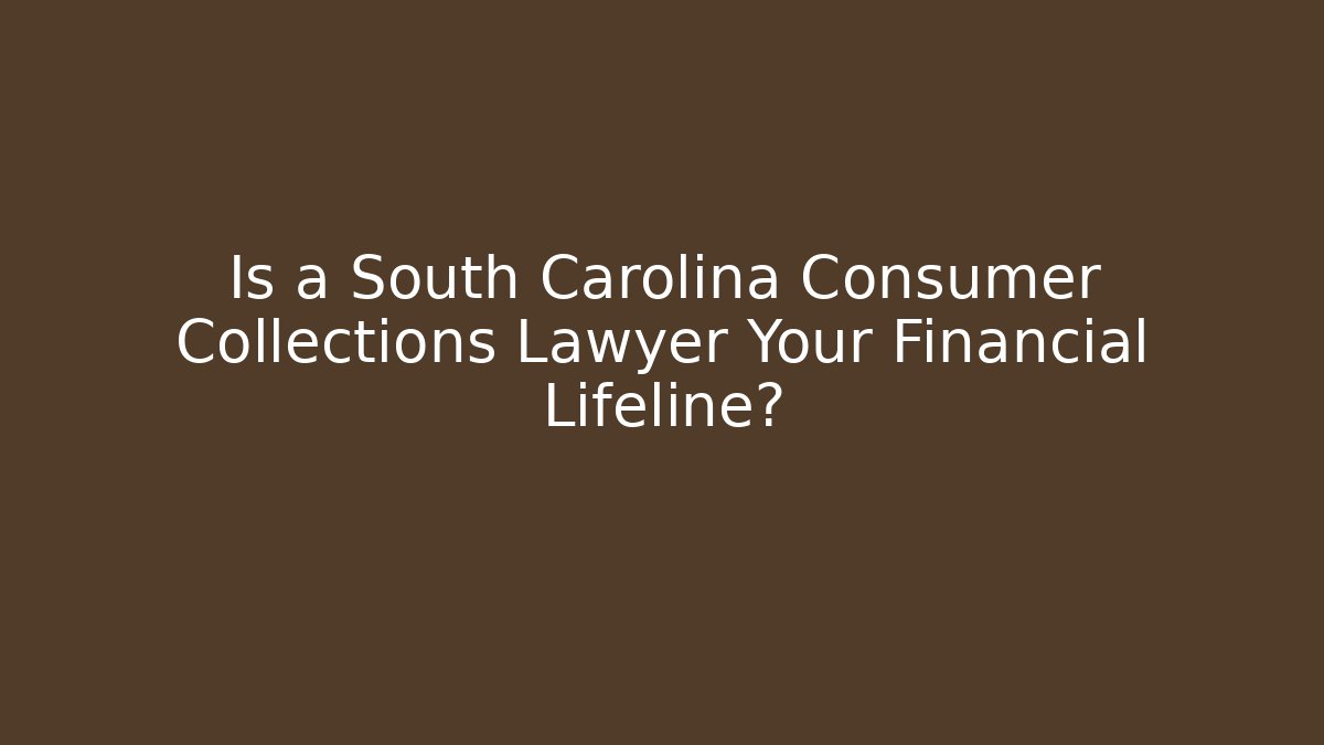 Is a South Carolina Consumer Collections Lawyer Your Financial Lifeline?