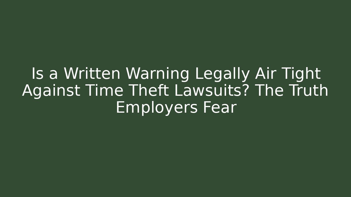 Is a Written Warning Legally Air Tight Against Time Theft Lawsuits? The Truth Employers Fear