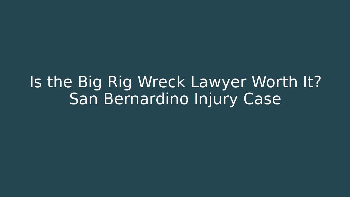 Is the Big Rig Wreck Lawyer Worth It? San Bernardino Injury Case