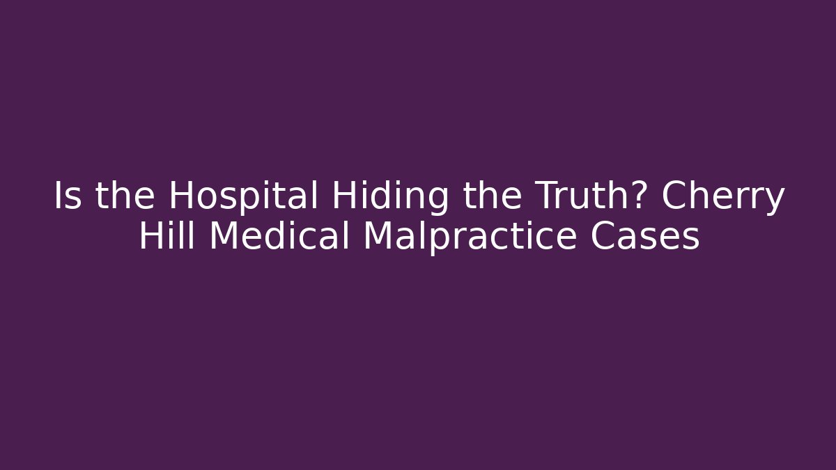 Is the Hospital Hiding the Truth? Cherry Hill Medical Malpractice Cases