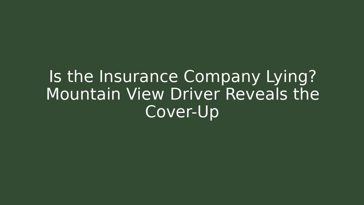 Is the Insurance Company Lying? Mountain View Driver Reveals the Cover-Up