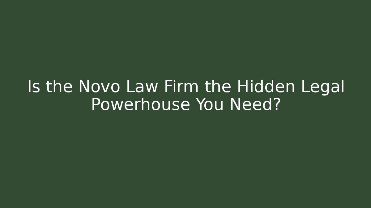 Is the Novo Law Firm the Hidden Legal Powerhouse You Need?