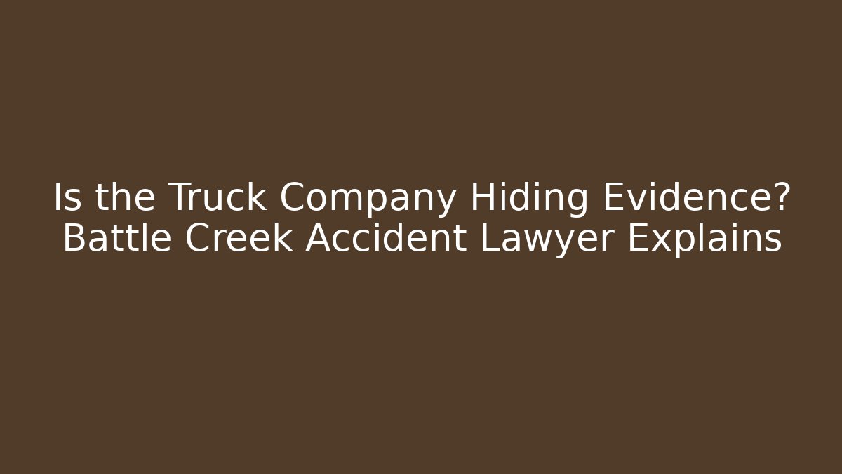 Is the Truck Company Hiding Evidence? Battle Creek Accident Lawyer Explains