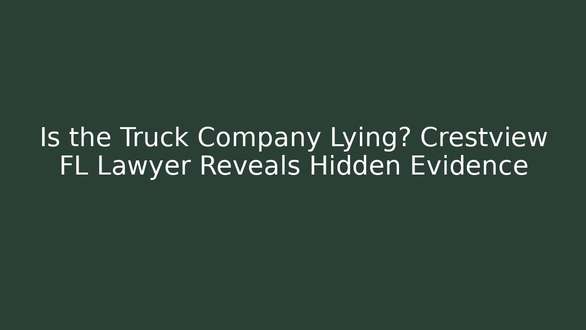 Is the Truck Company Lying? Crestview FL Lawyer Reveals Hidden Evidence