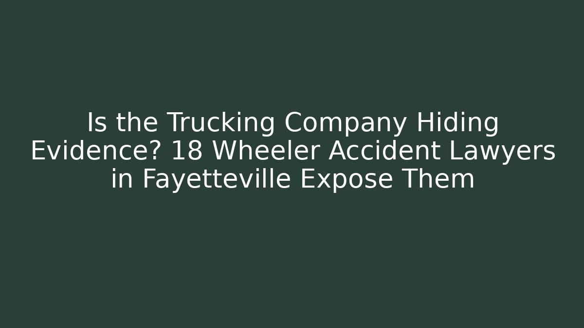 Is the Trucking Company Hiding Evidence? 18 Wheeler Accident Lawyers in Fayetteville Expose Them