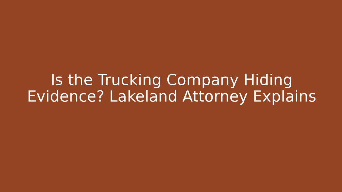 Is the Trucking Company Hiding Evidence? Lakeland Attorney Explains