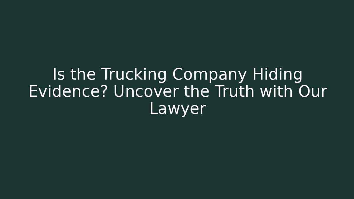 Is the Trucking Company Hiding Evidence? Uncover the Truth with Our Lawyer