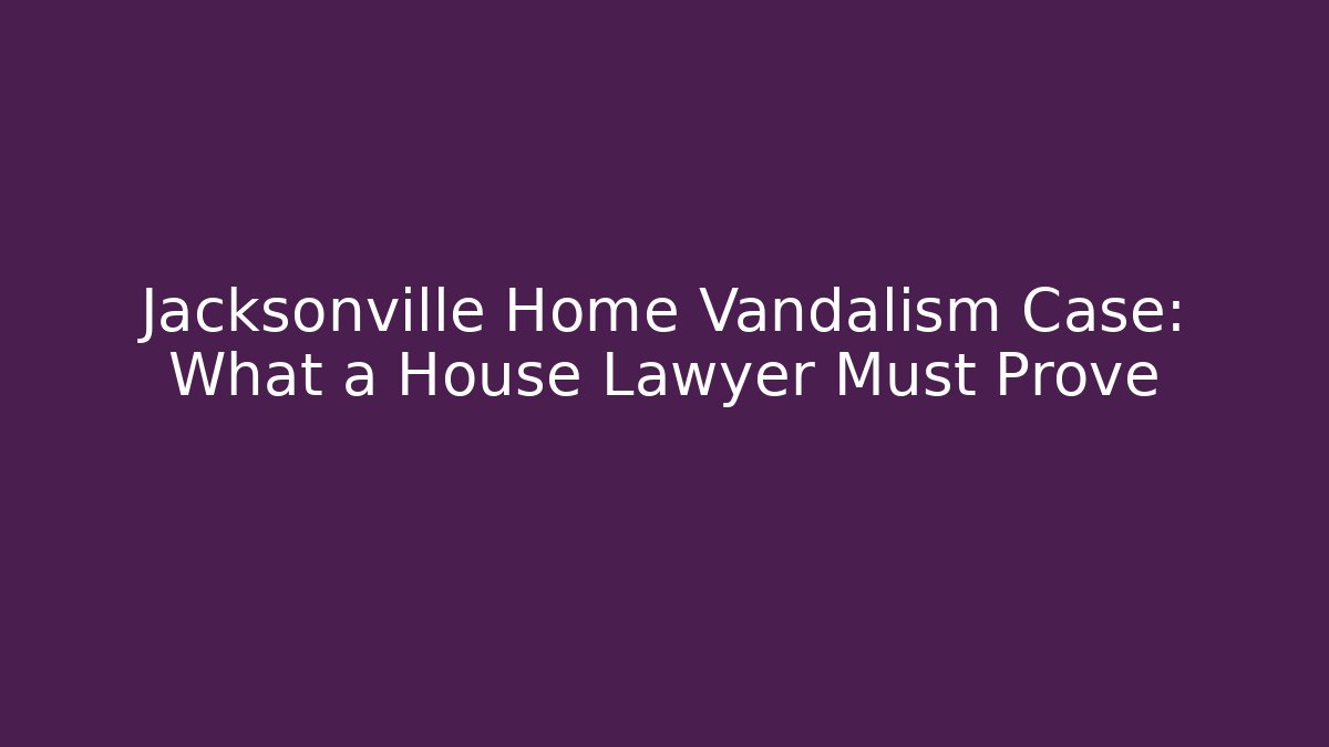 Jacksonville Home Vandalism Case: What a House Lawyer Must Prove