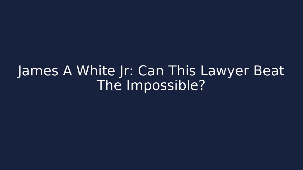 James A White Jr: Can This Lawyer Beat The Impossible? - V Auction