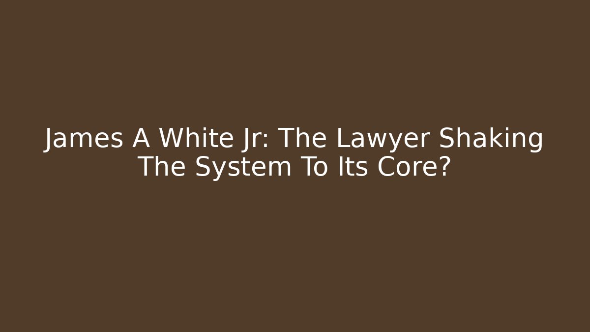 James A White Jr: The Lawyer Shaking The System To Its Core?