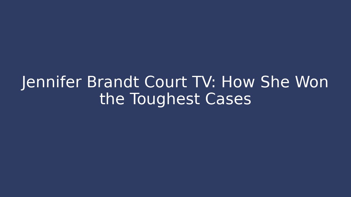 Jennifer Brandt Court TV: How She Won the Toughest Cases - V Auction