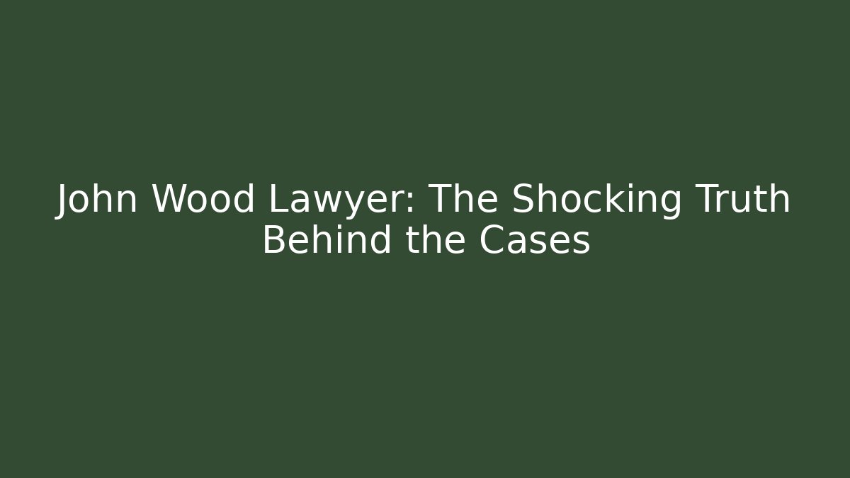 John Wood Lawyer: The Shocking Truth Behind the Cases - V Auction