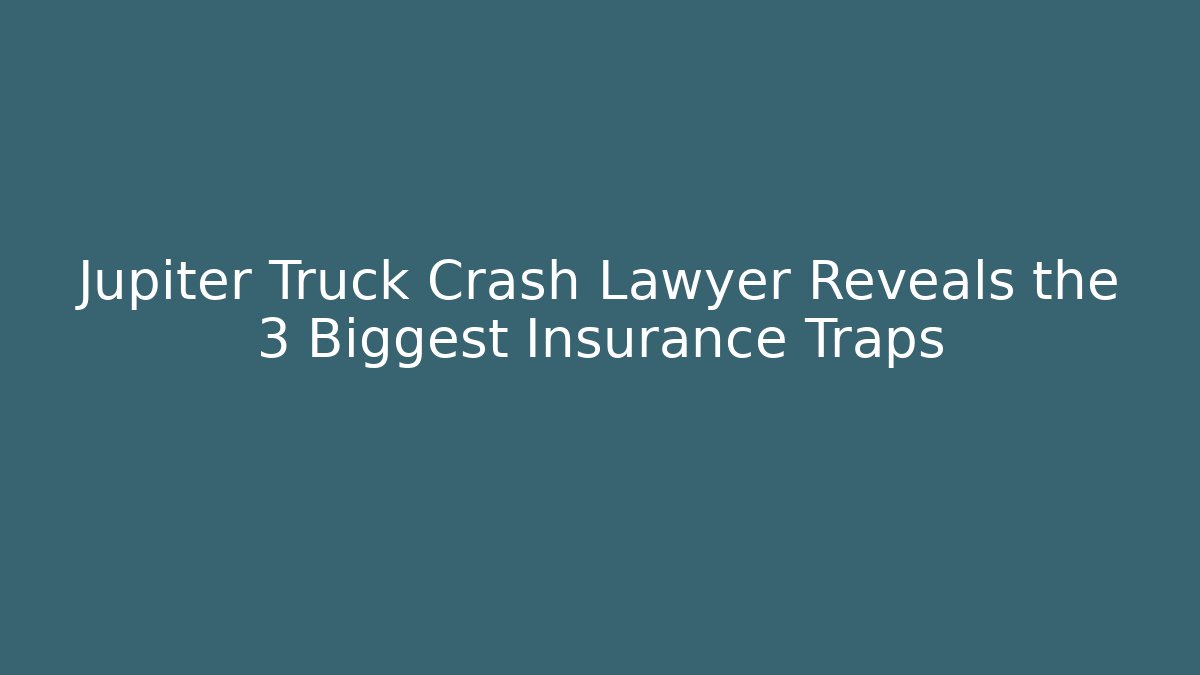 Jupiter Truck Crash Lawyer Reveals the 3 Biggest Insurance Traps