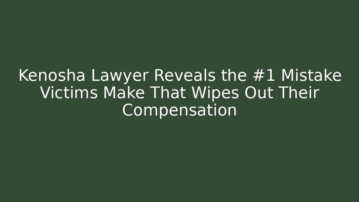 Kenosha Lawyer Reveals the #1 Mistake Victims Make That Wipes Out Their Compensation