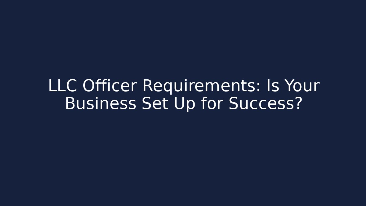 LLC Officer Requirements: Is Your Business Set Up for Success?