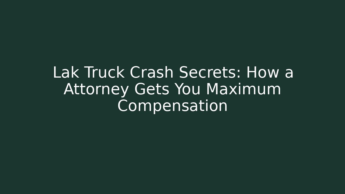 Lak Truck Crash Secrets: How a Attorney Gets You Maximum Compensation