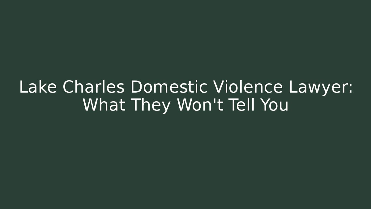 Lake Charles Domestic Violence Lawyer: What They Won’t Tell You