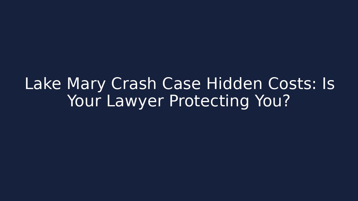Lake Mary Crash Case Hidden Costs: Is Your Lawyer Protecting You?