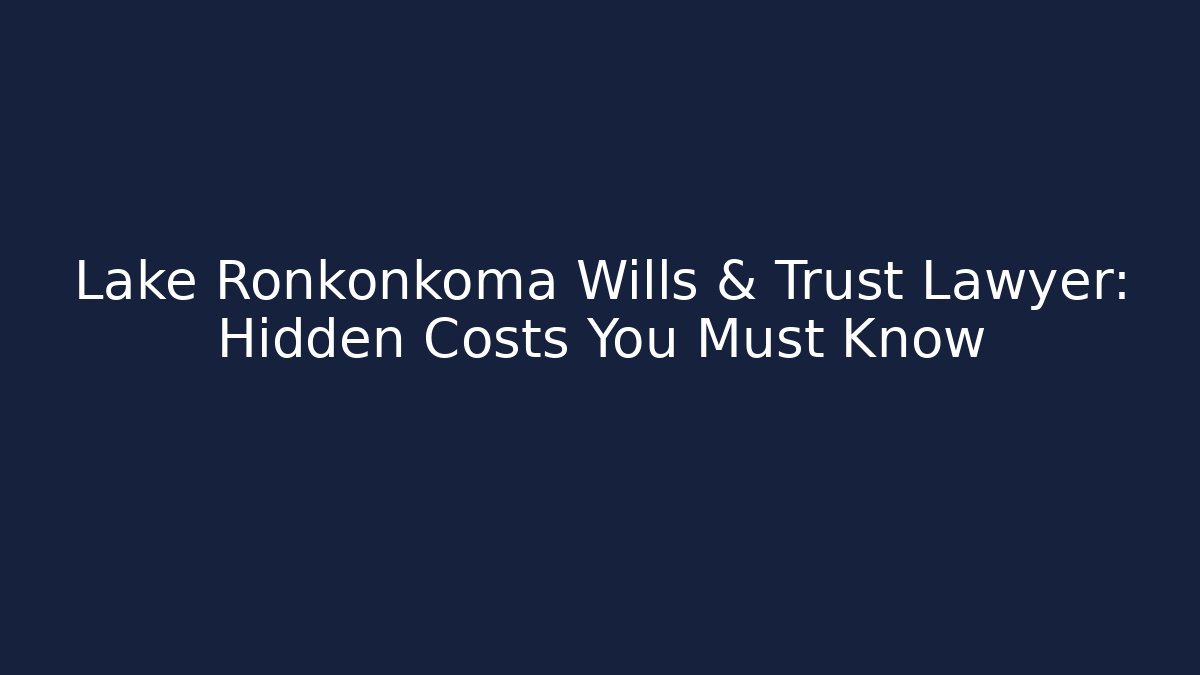 Lake Ronkonkoma Wills & Trust Lawyer: Hidden Costs You Must Know