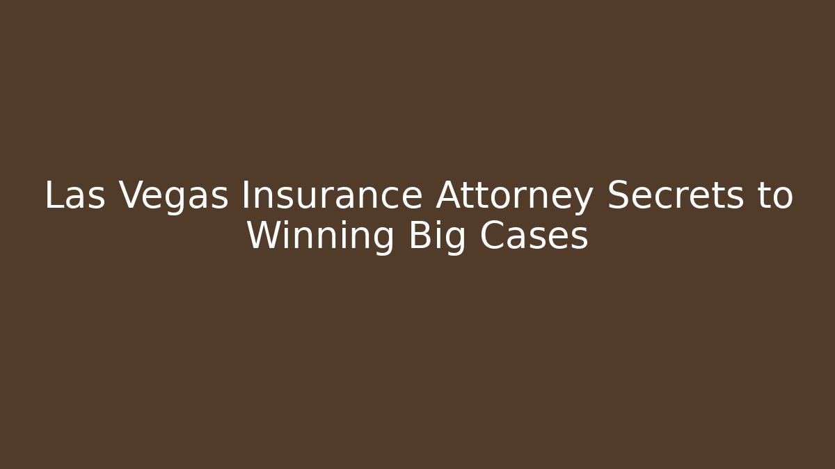 Las Vegas Insurance Attorney Secrets to Winning Big Cases