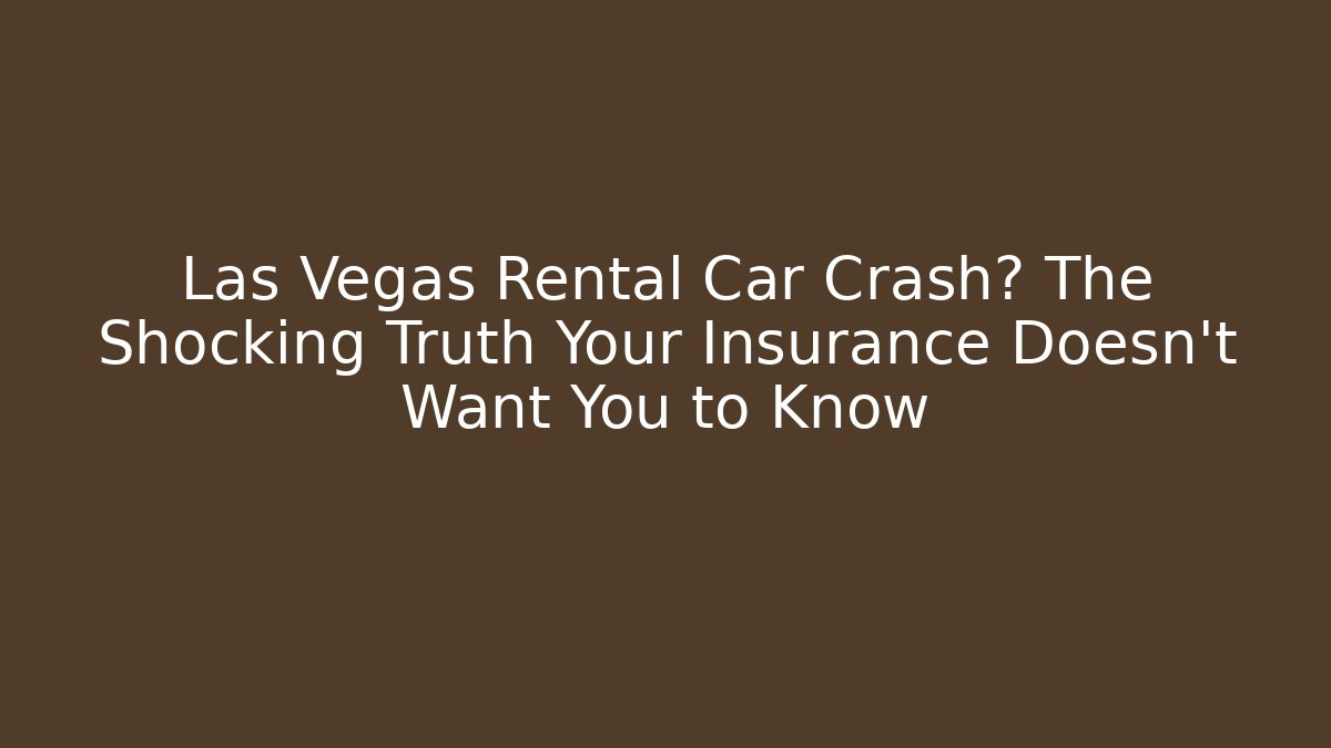 Las Vegas Rental Car Crash? The Shocking Truth Your Insurance Doesn’t Want You to Know