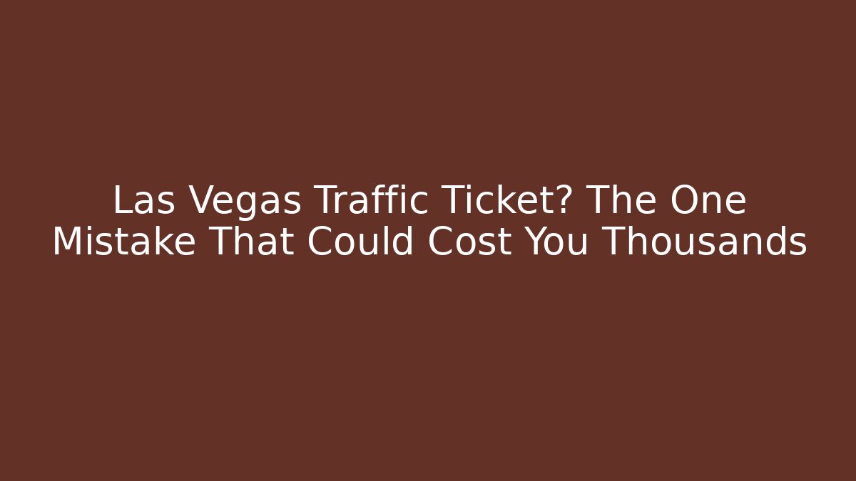 Las Vegas Traffic Ticket? The One Mistake That Could Cost You Thousands - V Auction