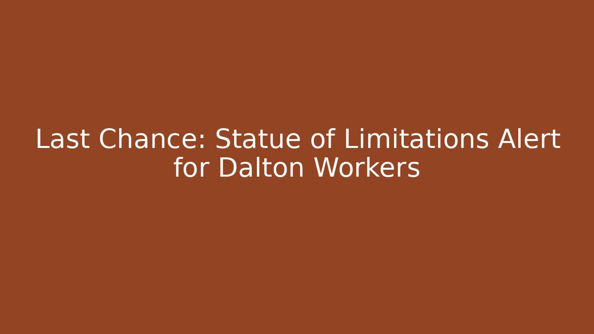 Last Chance: Statue of Limitations Alert for Dalton Workers - V Auction
