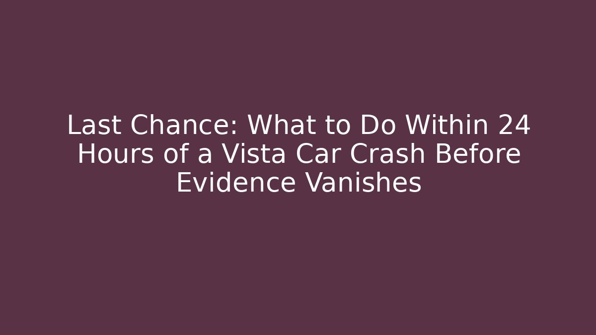 Last Chance: What to Do Within 24 Hours of a Vista Car Crash Before Evidence Vanishes