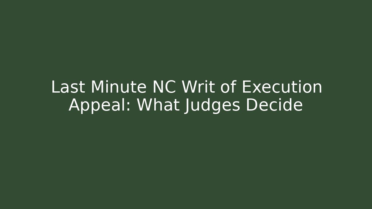 Last Minute NC Writ of Execution Appeal: What Judges Decide - V Auction