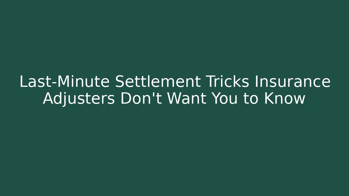 Last-Minute Settlement Tricks Insurance Adjusters Don’t Want You to Know - V Auction