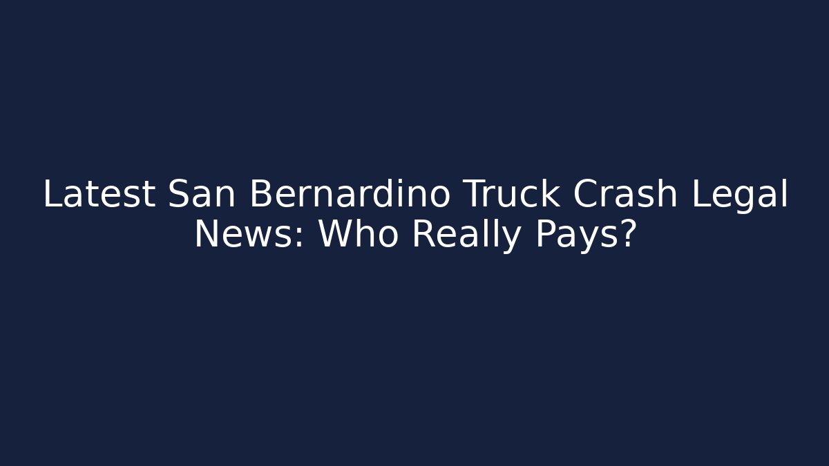 Latest San Bernardino Truck Crash Legal News: Who Really Pays?