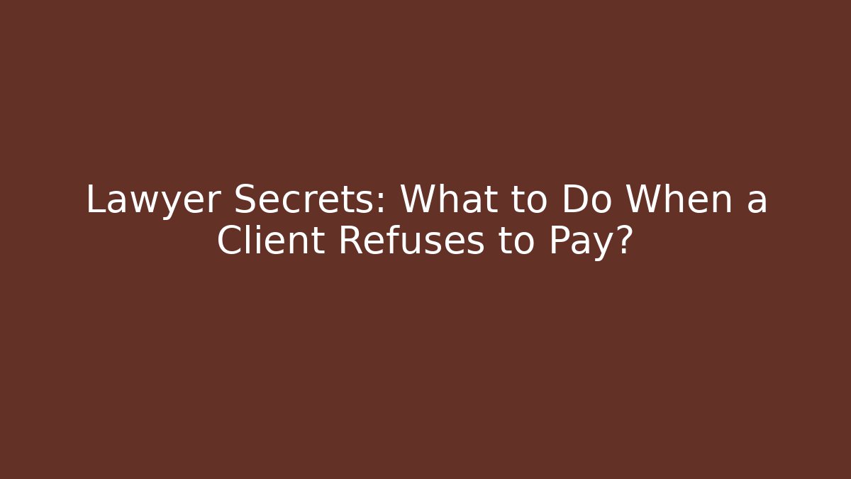 Lawyer Secrets: What to Do When a Client Refuses to Pay?