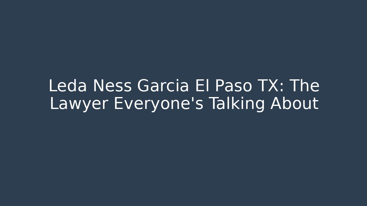 Leda Ness Garcia El Paso TX: The Lawyer Everyone’s Talking About - V Auction
